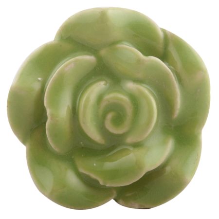 Pea Green Rose Ceramic Flower Cabinet Knob